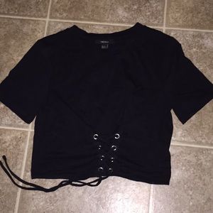 Black tied crop top